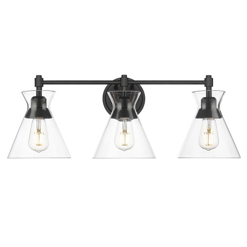 Malta 3 Light Vanity In Matte Black (0511-BA3 BLK-CLR)