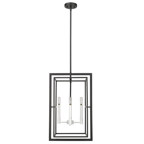 Milbank 4 Light Pendant In Black with White Candle Sleeves (IN20021BK)