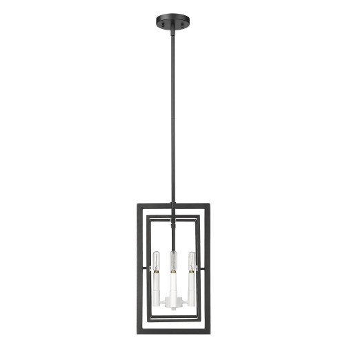 Milbank 4 Light Pendant In Black with White Candle Sleeves (IN20020BK)
