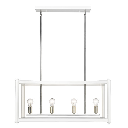 Coyle 8 Light Pendant In White with Polished Nickel Cluster (IN20042WH)