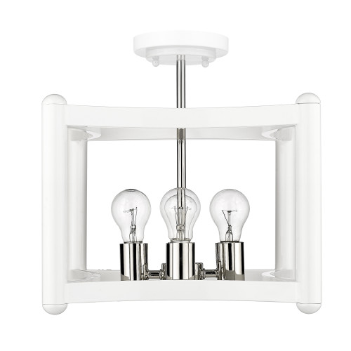 Coyle 4 Light Pendant In White with Polished Nickel Cluster (IN20040WH)