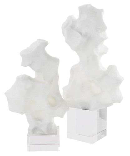 Remnant White Stone Sculptures, Set of 2 (18046)