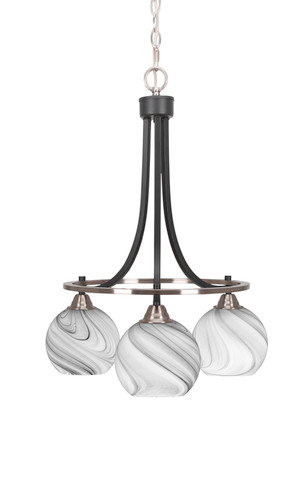 Paramount 3 Light Chandelier In Matte Black & Brushed Nickel (3413-MBBN-4109)