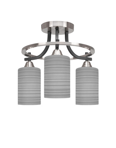 Paramount 3 Light Semi Flush In Matte Black & Brushed Nickel (3417-MBBN-4062)