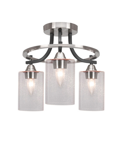 Paramount 3 Light Semi Flush In Matte Black & Brushed Nickel (3417-MBBN-300)