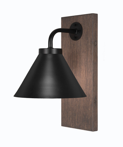 Oxbridge 1 Light Sconce In Matte Black & Wood-look Metal (1771-MBDW-421-MB)