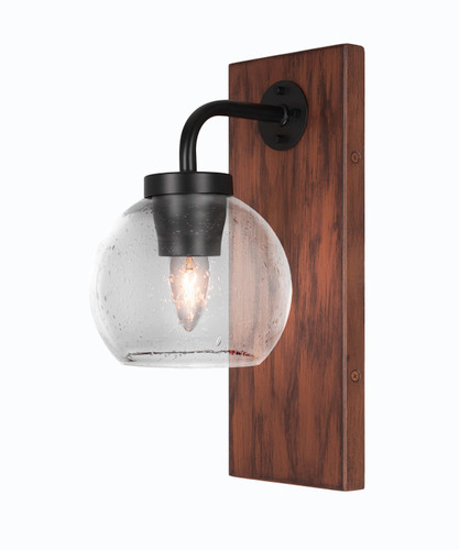 Oxbridge 1 Light Sconce In Matte Black & Wood-look Metal (1771-MBWG-4100)