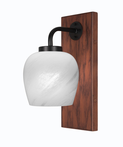 Oxbridge 1 Light Sconce In Matte Black & Wood-look Metal (1771-MBWG-4811)