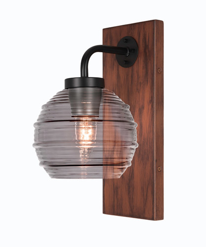 Oxbridge 1 Light Sconce In Matte Black & Wood-look Metal (1771-MBWG-5112)