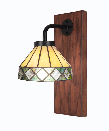 Oxbridge 1 Light Sconce In Matte Black & Wood-look Metal (1771-MBWG-9405)