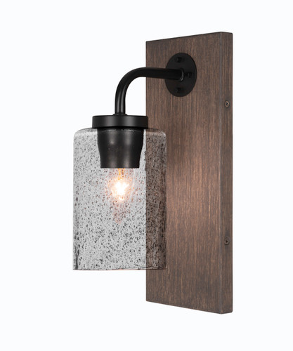 Oxbridge 1 Light Sconce In Matte Black & Wood-look Metal (1771-MBDW-3002)