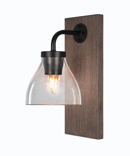 Oxbridge 1 Light Sconce In Matte Black & Wood-look Metal (1771-MBDW-4760)