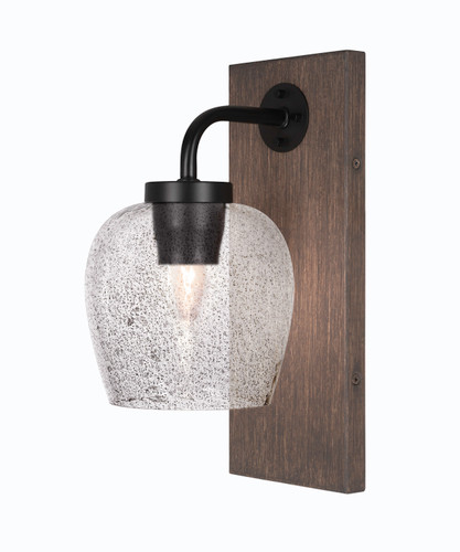 Oxbridge 1 Light Sconce In Matte Black & Wood-look Metal (1771-MBDW-4812)