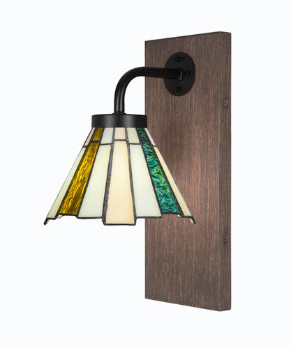 Oxbridge 1 Light Sconce In Matte Black & Wood-look Metal (1771-MBDW-9335)