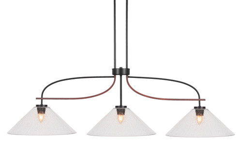 Monterey 3 Light Island In Matte Black & Wood-look Metal (2936-MBWG-308)