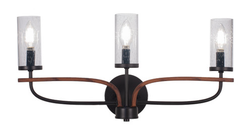 Monterey 3 Light Vanity In Matte Black & Wood-look Metal (2913-MBWG-800)