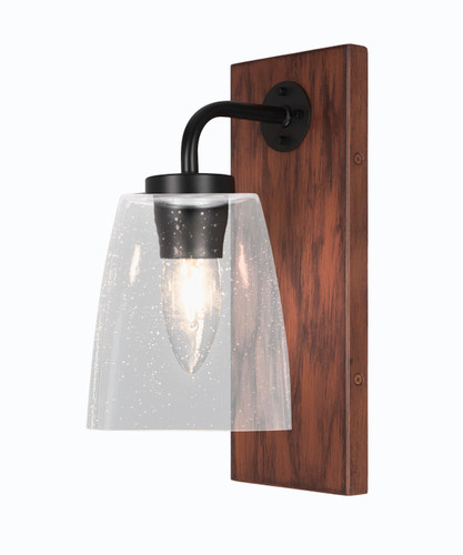 Oxbridge 1 Light Sconce In Matte Black & Wood-look Metal (1771-MBWG-461)