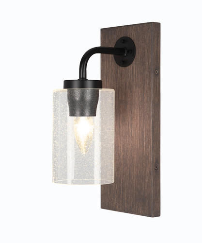 Oxbridge 1 Light Sconce In Matte Black & Wood-look Metal (1771-MBDW-300)