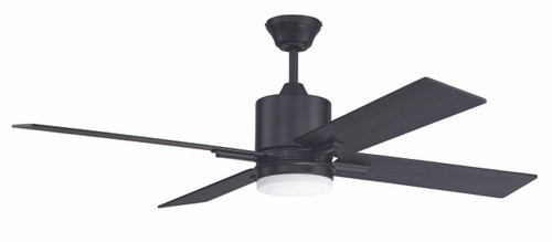 Teana 52" 4-Blade Ceiling Fan in Flat Black w/ Flat Black/Greywood Blades; Light Kit Included (optional) (TEA52FB4)