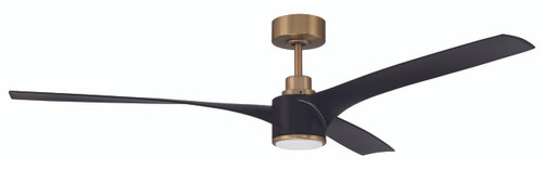 Phoebe 1 Light 60" Outdoor Ceiling Fan In Flat Black/Satin Brass (PHB60FBSB3)