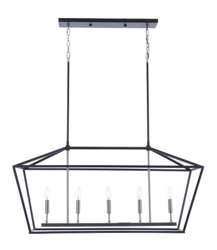 Flynt II 5 Light Island in Flat Black/Brushed Polished Nickel (56375-FBBNK)