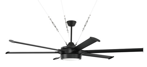 Prost 78" 6-Blade Indoor/Outdoor (Damp) Ceiling Fan in Flat Black w/ Flat Black Blades; Light Kit Included (optional) (PRT78FB6)