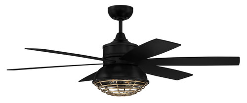Rugged 2 Light 52" Outdoor Ceiling Fan In Flat Black/Satin Brass (RGD52FBSB6)