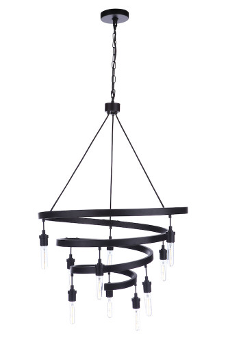 Tranquil 10 Light Chandelier in Flat Black (55410-FB)
