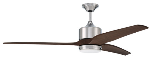 Mobi 60" 3-Blade Ceiling Fan in Chrome w/ Walnut Blades; Light Kit Included (optional) (MOB60CH3)