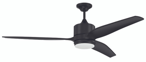 Mobi 60" 3-Blade Indoor/Outdoor (Wet) Ceiling Fan in Flat Black w/ Flat Black Blades; Integrated Light Kit (MOB60FB3)
