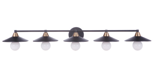 Isaac 5 Light Vanity In Flat Black/Satin Brass (12546FBSB5)