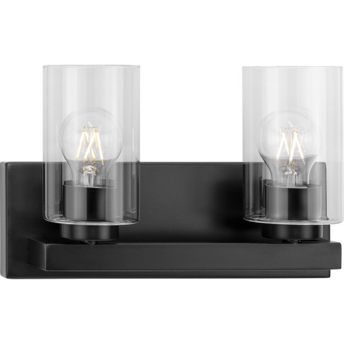 Goodwin Collection Two-Light Matte Black Modern Vanity Light with Clear Glass (P300387-31M)