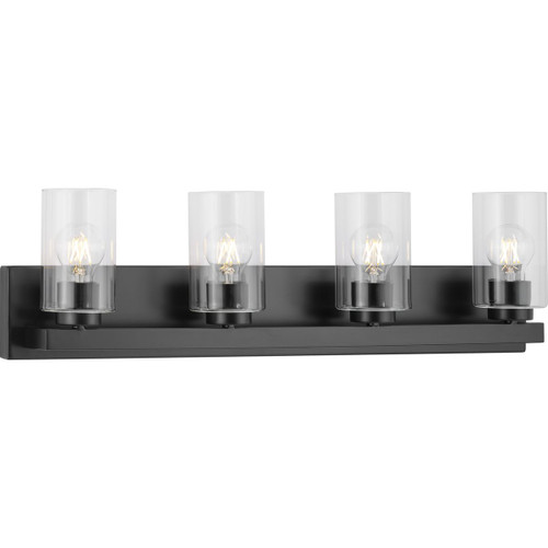 Goodwin Collection Four-Light Matte Black Modern Vanity Light with Clear Glass (P300389-31M)