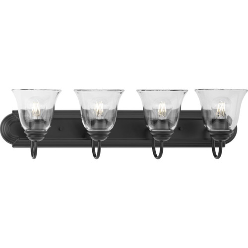 Four-Light Matte Black Transitional Bath and Vanity Light with Clear Glass for Bathroom (P300392-31M)