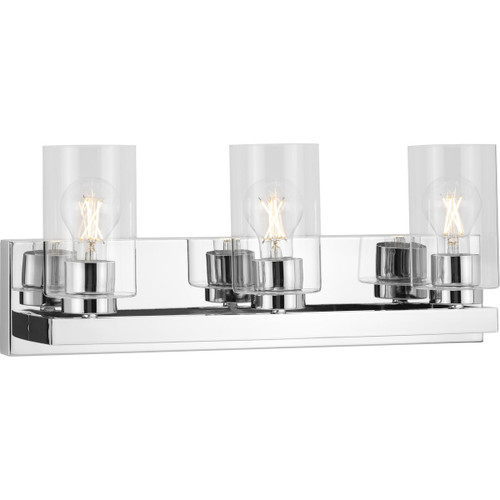 Goodwin Collection Three-Light Polished Chrome Modern Vanity Light with Clear Glass (P300388-015)