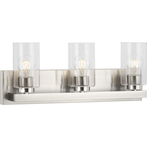Goodwin Collection Three-Light Brushed Nickel Modern Vanity Light with Clear Glass (P300388-009)