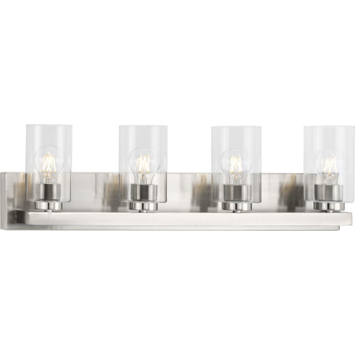 Goodwin Collection Four-Light Brushed Nickel Modern Vanity Light with Clear Glass (P300389-009)