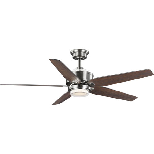 Byars 54" 5-Blade Integrated LED Indoor Brushed Nickel Transitional Ceiling Fan w/ Light Kit and White Opal Shade and Remote Control (P250061-009-30)