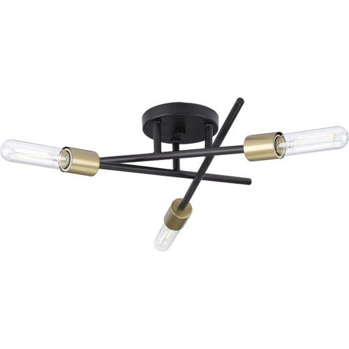 Astra Collection Three-Light 18" Antique Bronze Modern Semi-Flush Mount Light (P350225-020)