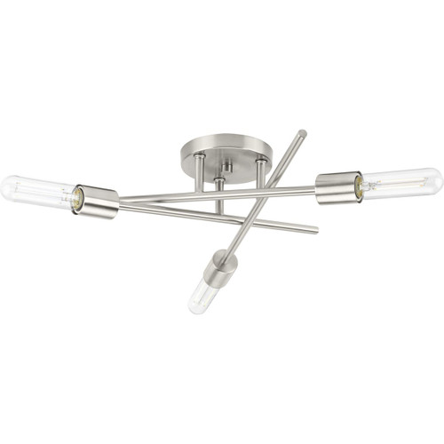 Astra Collection Three-Light 18" Brushed Nickel Modern Semi-Flush Mount Light (P350225-009)