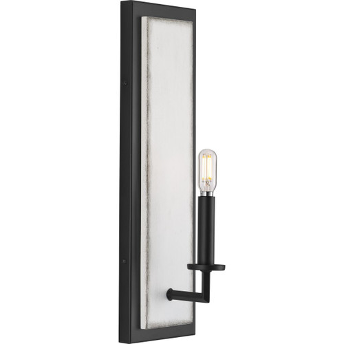 Galloway Collection One-Light 18" Matte Black Modern Farmhouse Wall Bracket with Distressed White Accents (P710109-31M)