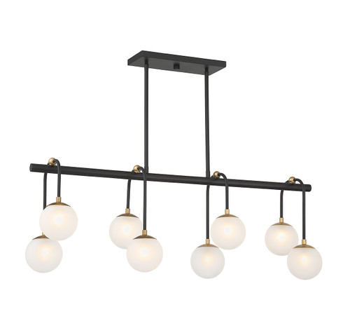 Couplet 8-Light Linear Chandelier in Matte Black with Warm Brass Accents (1-6699-8-143)