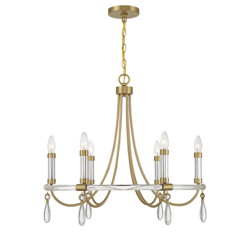 Mayfair 6-Light Chandelier in Warm Brass and Chrome (1-7716-6-195)