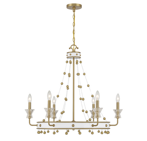 Iris 6-Light Chandelier in White with Warm Brass Accents (1-3804-6-142)