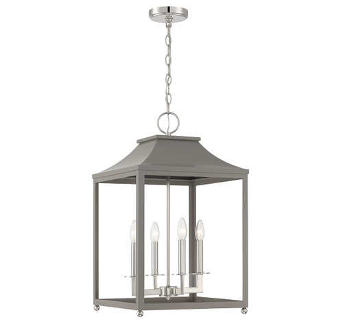 4-Light Pendant in Gray with Polished Nickel (M30009GRYPN)