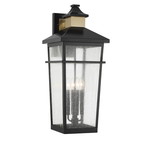 Kingsley 4-Light Outdoor Wall Lantern in Matte Black with Warm Brass Accents (5-716-143)