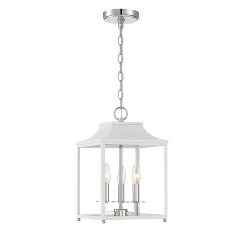 3-Light Pendant in White with Polished Nickel (M30013WHPN)