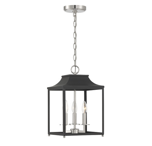 3-Light Pendant in Matte Black with Polished Nickel (M30013MBKPN)