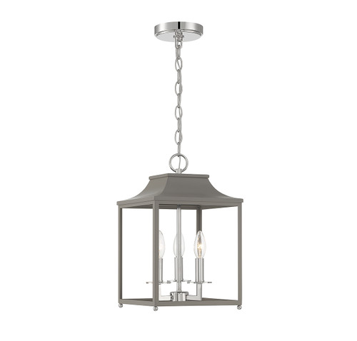 3-Light Pendant in Gray with Polished Nickel (M30013GRYPN)