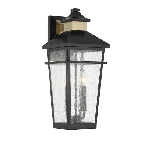 Kingsley 2-Light Outdoor Wall Lantern in Matte Black with Warm Brass Accents (5-714-143)